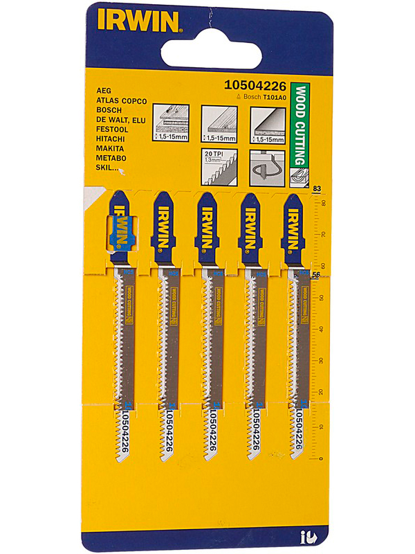 Пилка для лобзика набор 5шт. дерево 56мм IRWIN
