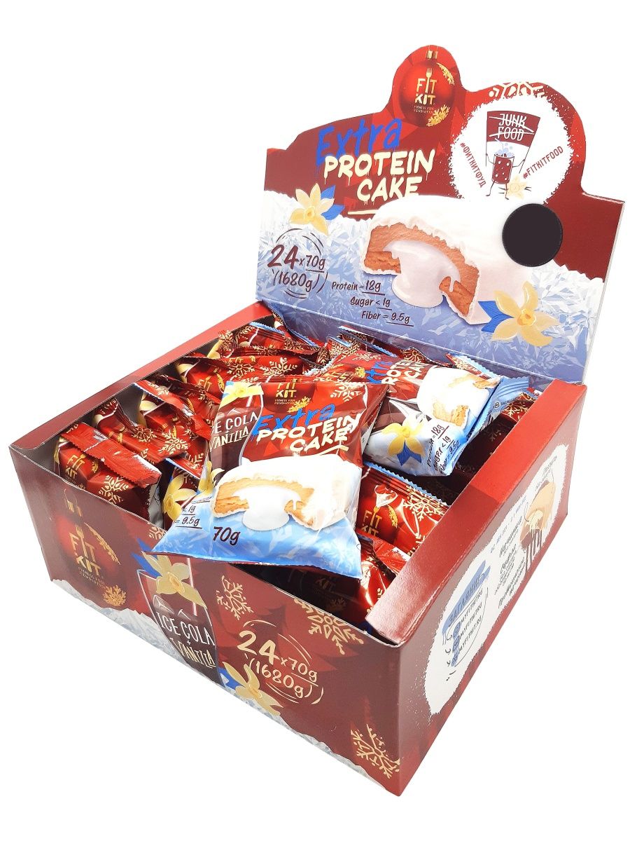 

Протеиновое суфле в глазури FIT KIT Protein Cake Extra кола+ваниль" (24 шт. по 70 гр)