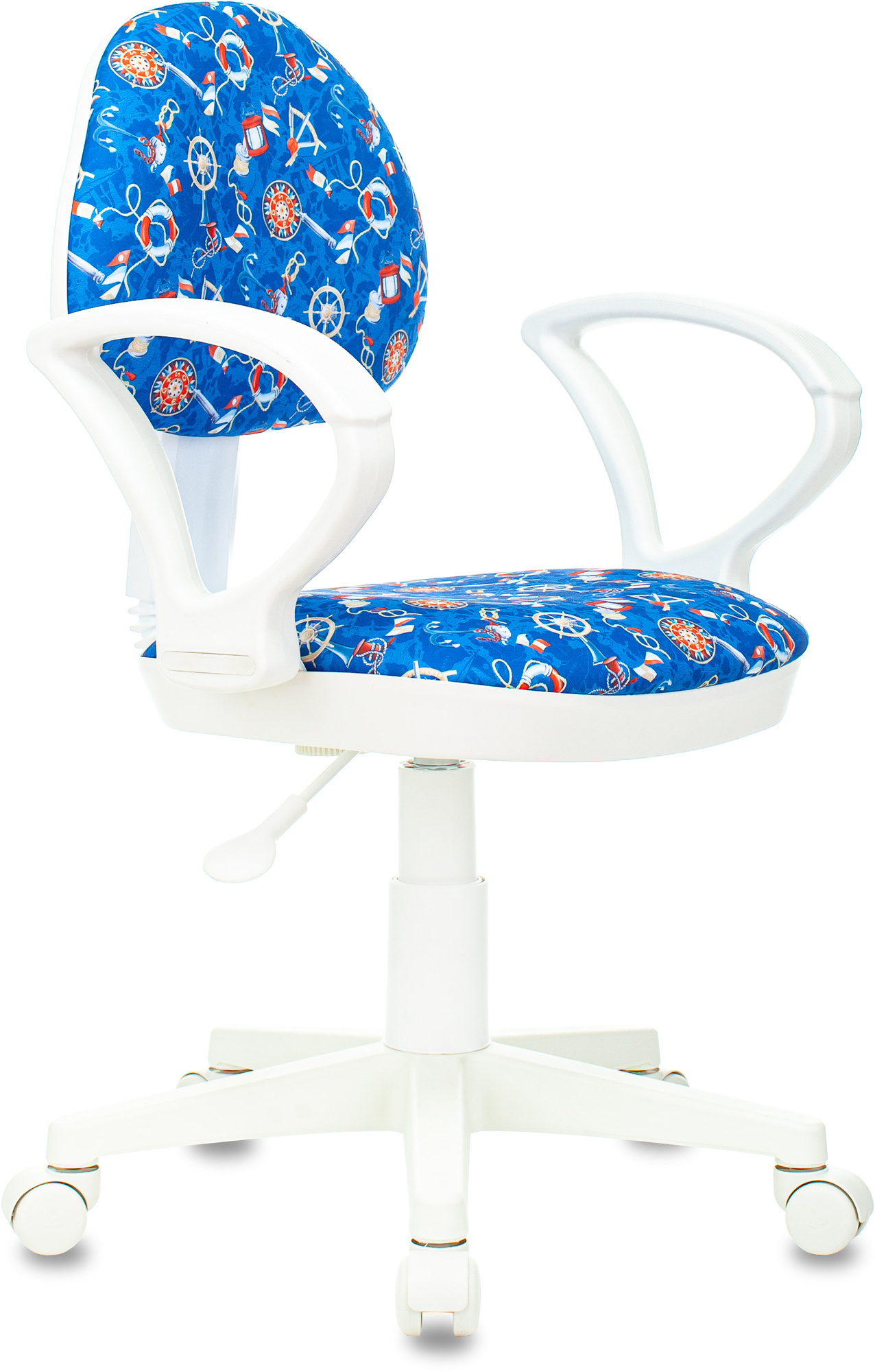фото Кресло детское бюрократ kd-3/wh/arm синий морская тематика sea крестовина пластик белый