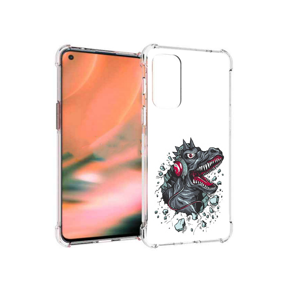 

Чехол MyPads Tocco для OnePlus Nord 2 5G Нарисованный динозавр в наушниках, Прозрачный, Tocco