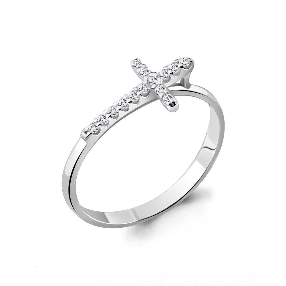 

Кольцо фаланговое из серебра с фианитом р.  Aquamarine 67518А_925_р, 67518А_925_р