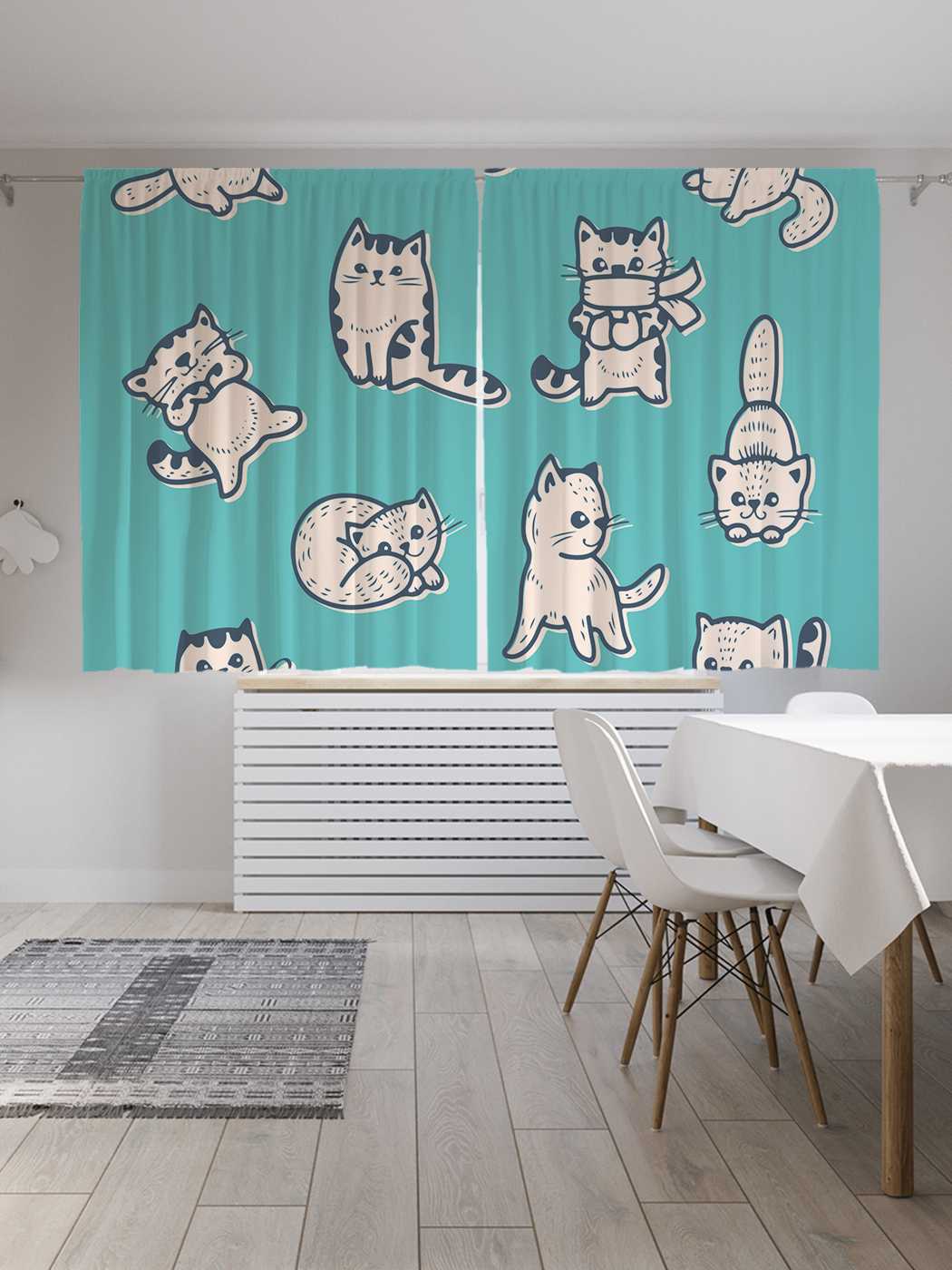 

Классические шторы JoyArty "Котик в разных позах", Oxford DeLux, 2 полотна 145x180 см, Котик в разных позах