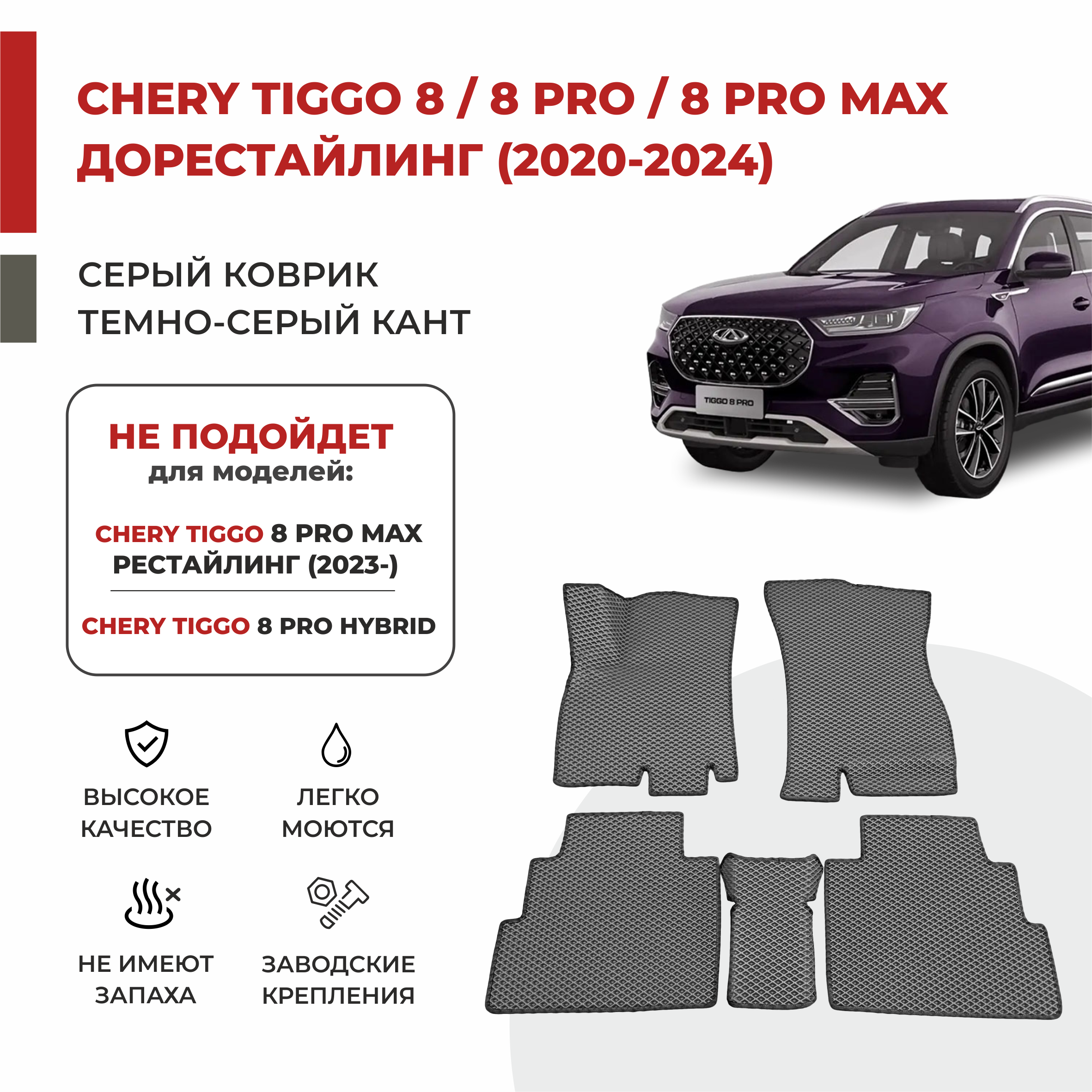 

Автомобильные коврики 3D EVA PROFY для Chery Tiggo 8, Чери Тигго 8про