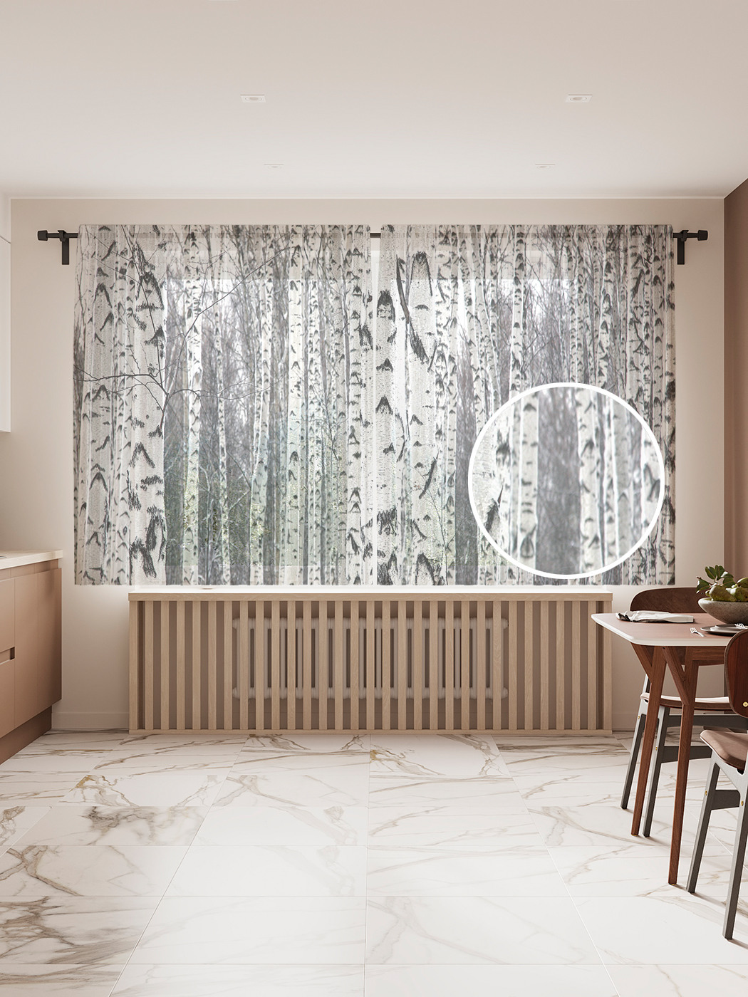 

Фототюль JoyArty "Березовый рай", 145x180 см (2 полотна со шторной лентой + 50 крючков), Березовый рай