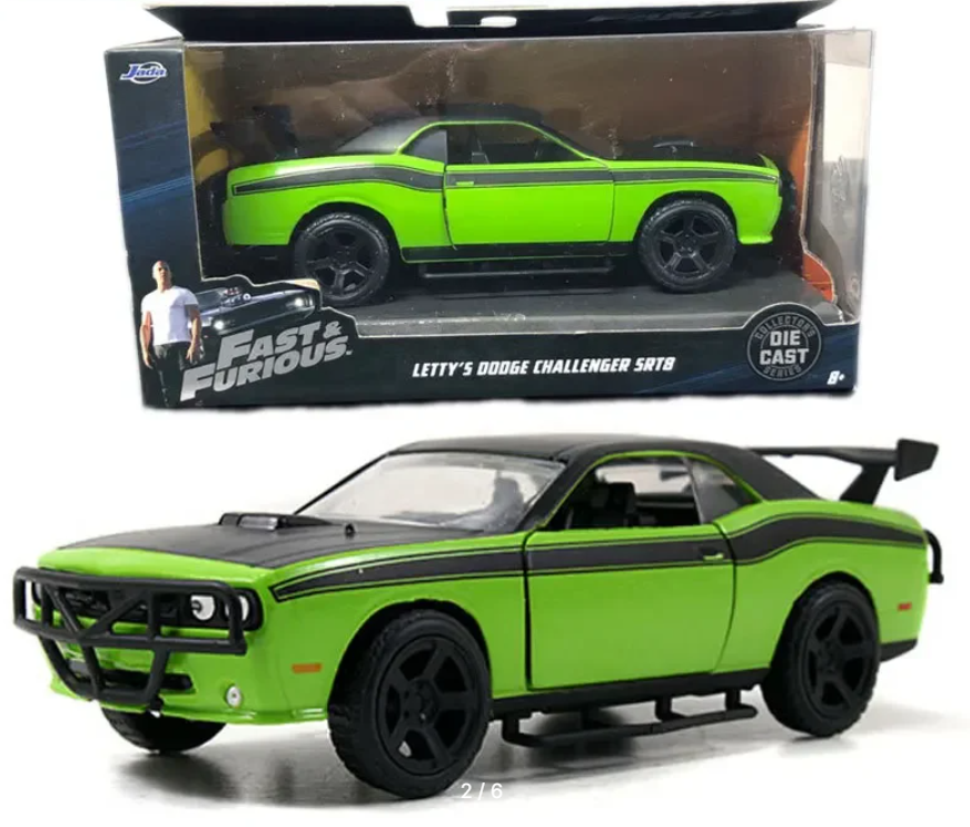 Машина игрушечная Iqchina Jada Fast and Furious 1:24 Летти Dodge Challenger SRT8 Зеленый all jada 1 24 fast and furious nissan skyline gtr r34 mitsubishi diecast metal alloy model car toys for kids toy gift collection
