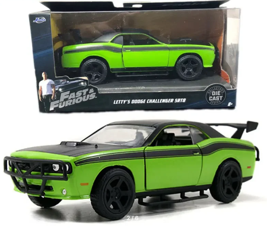 Машина игрушечная Iqchina Jada Fast and Furious 1:24 Летти Dodge Challenger SRT8 Зеленый jada 1 24 scale metal alloy for ford escort fast 8 car model diecast vehicles toys for colletion