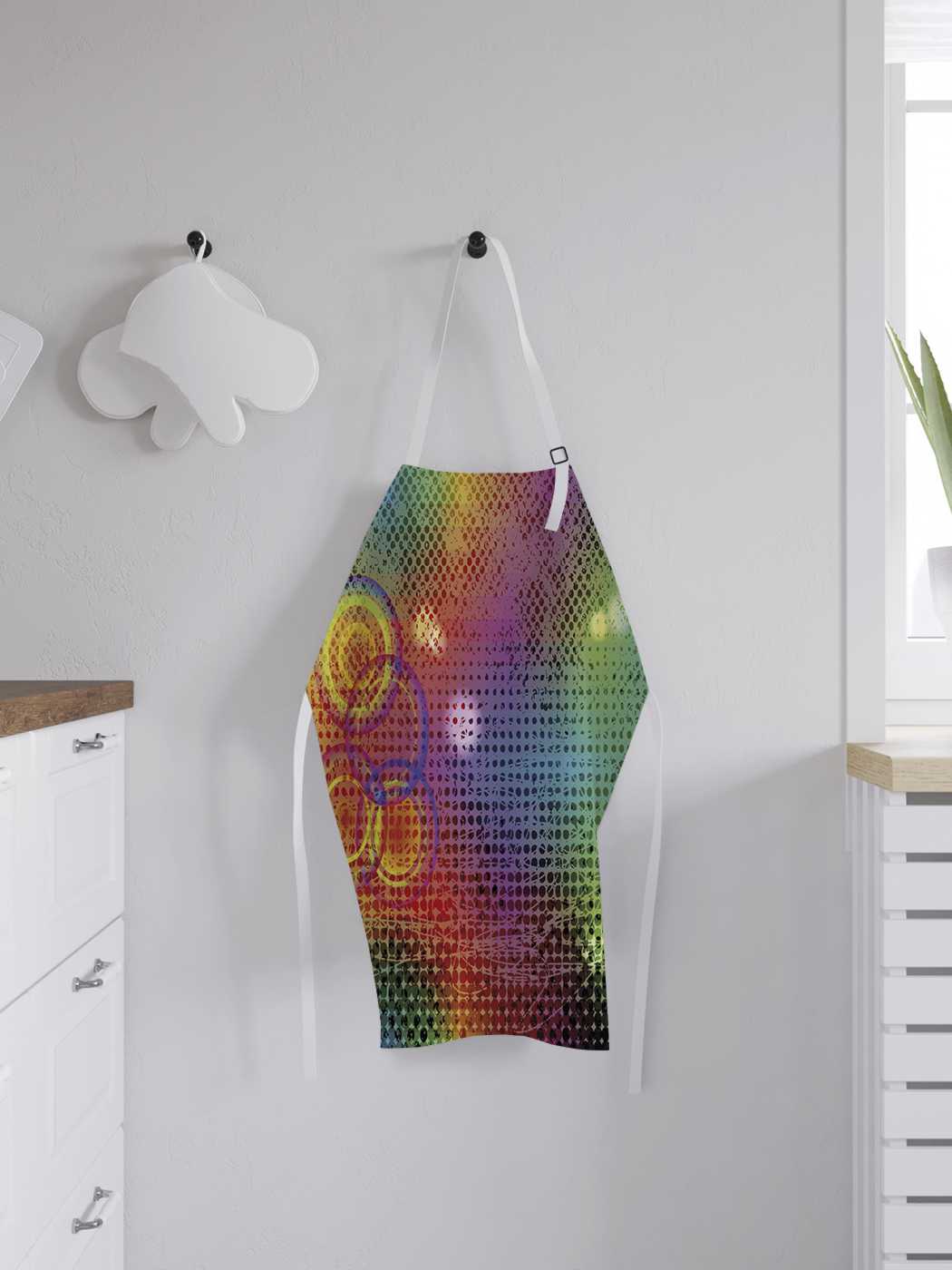 фото Фартук женский joyarty для готовки "разноцветный абстрактный гранж"