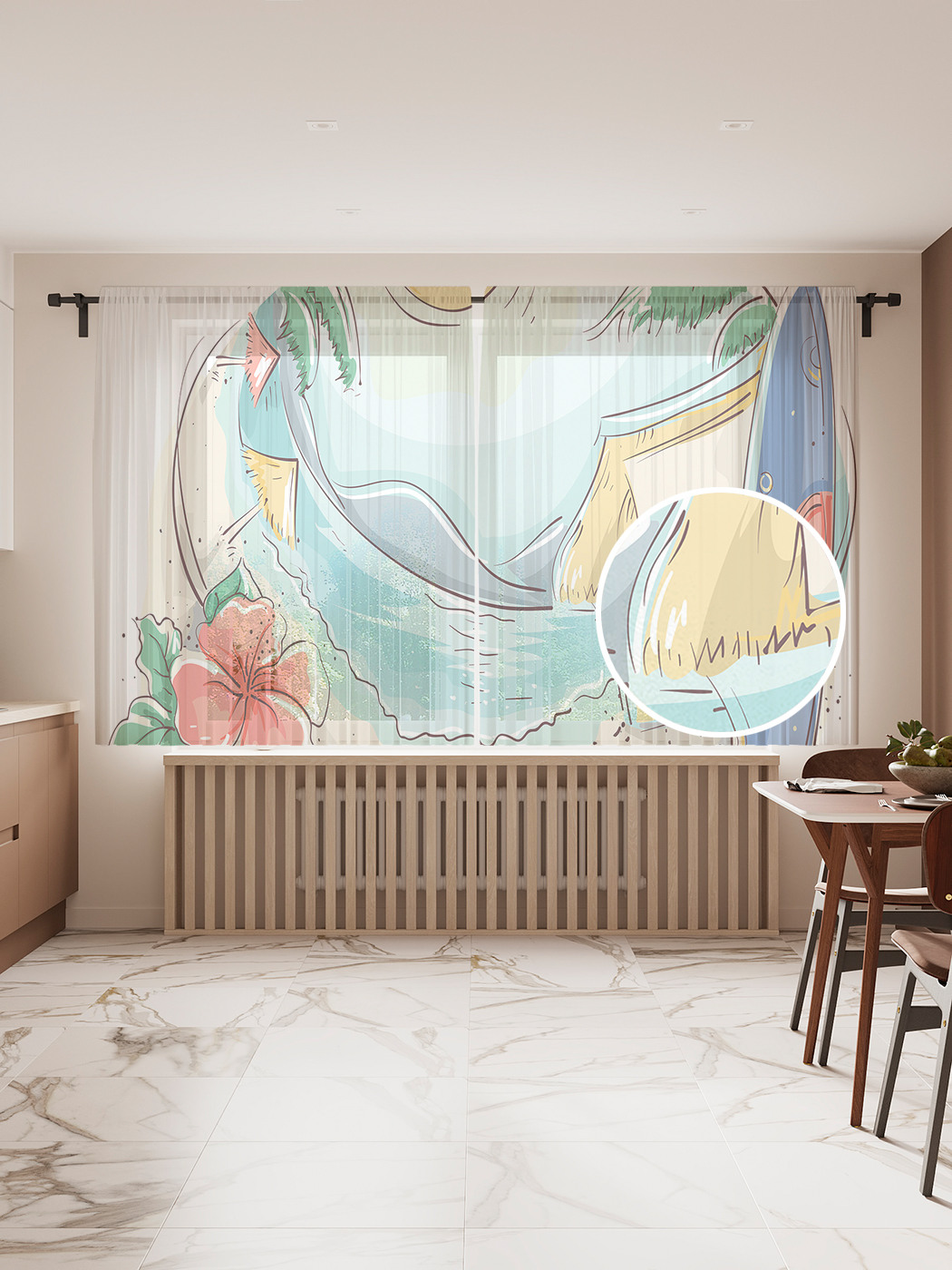 

Фототюль JoyArty "Пляжная картина", 145x180 см (2 полотна со шторной лентой + 50 крючков), Пляжная картина