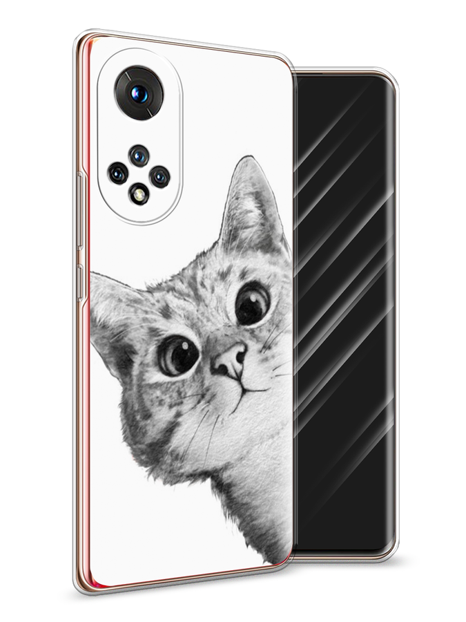 фото Чехол awog "кот рисунок черно-белый" для honor 50