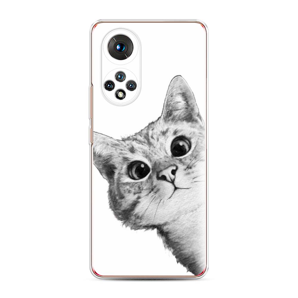 фото Чехол awog "кот рисунок черно-белый" для honor 50