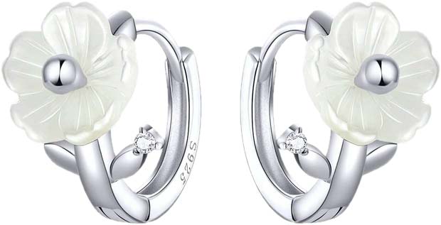 

Серьги конго из серебра bamoer BSE321, агат искусственный/фианит, BSE321