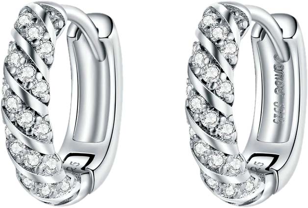 

Серьги конго из серебра bamoer BSE512, фианит, BSE512