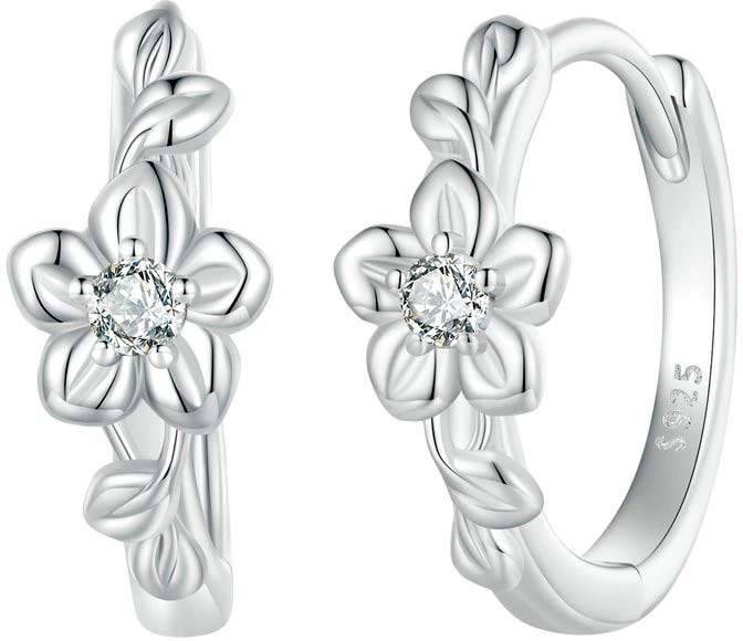 

Серьги конго из серебра bamoer BSE767, фианит, BSE767