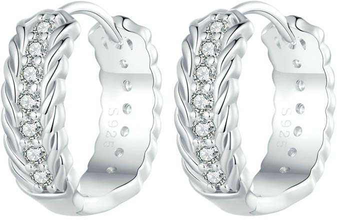 

Серьги конго из серебра bamoer BSE771, фианит, BSE771