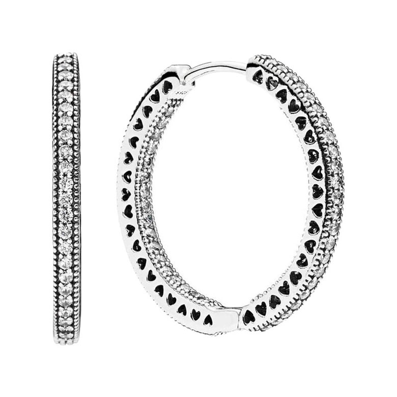 

Серьги конго из серебра Pandora 296319CZ, фианит, 296319CZ