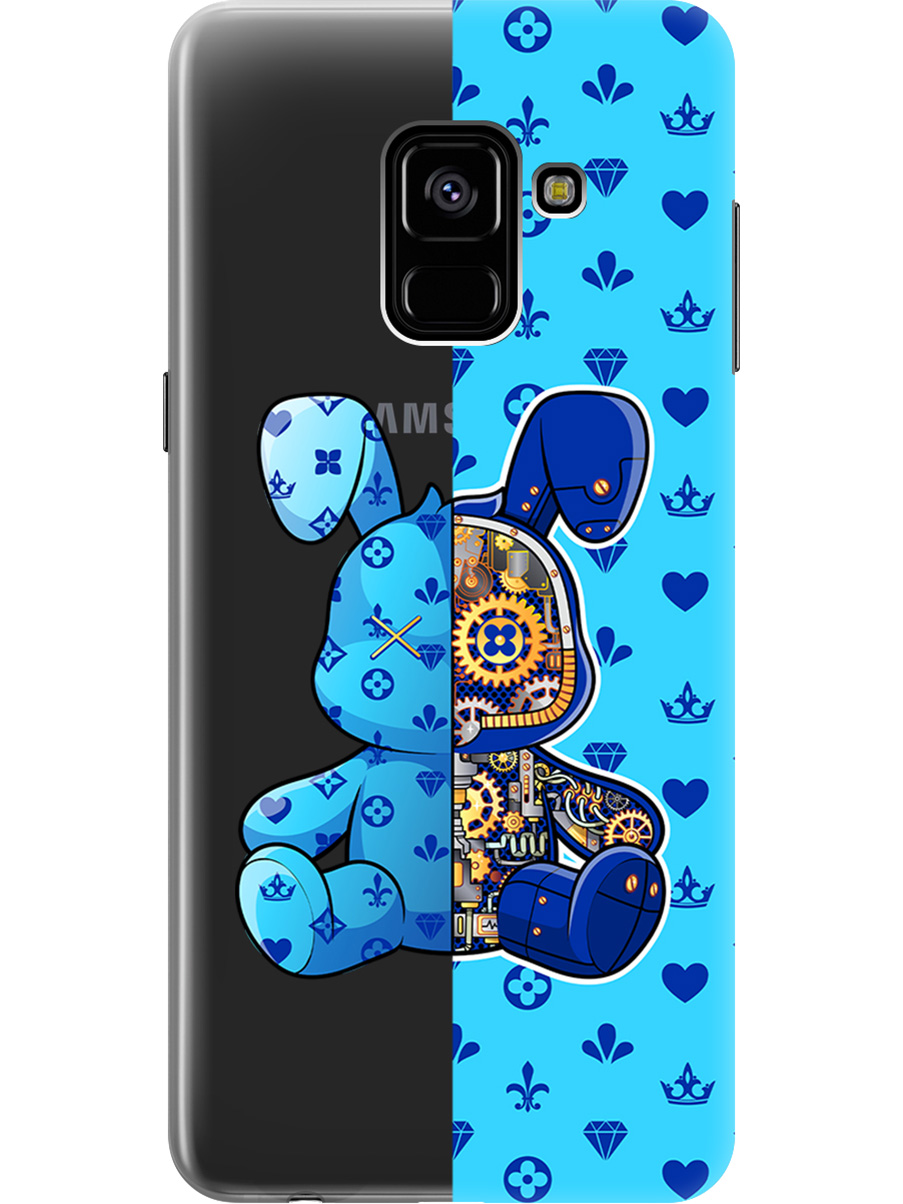 

Силиконовый чехол на Samsung Galaxy A8 (2018) с принтом "Голубой Кролик с механизмом", Прозрачный;голубой;синий, 716847571