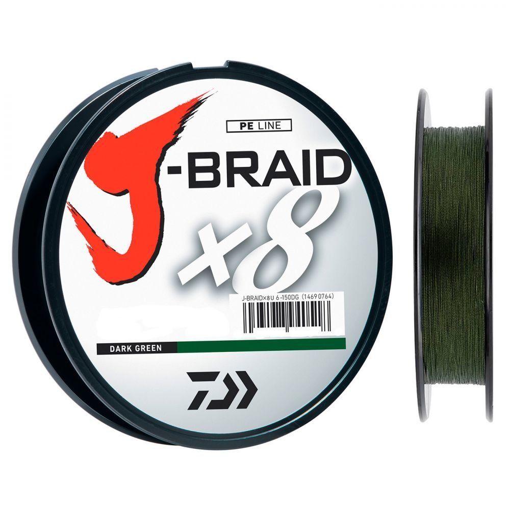 фото Шнур плетеный daiwa j braid x8 0.10 мм 6.0 кг 150 м цвет темно зеленый