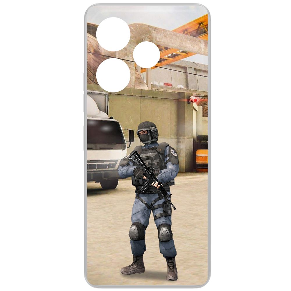 

Чехол-накладка Krutoff Clear Case Cтандофф 2 (Standoff 2) - GIGN для TECNO Pova 6, Прозрачный