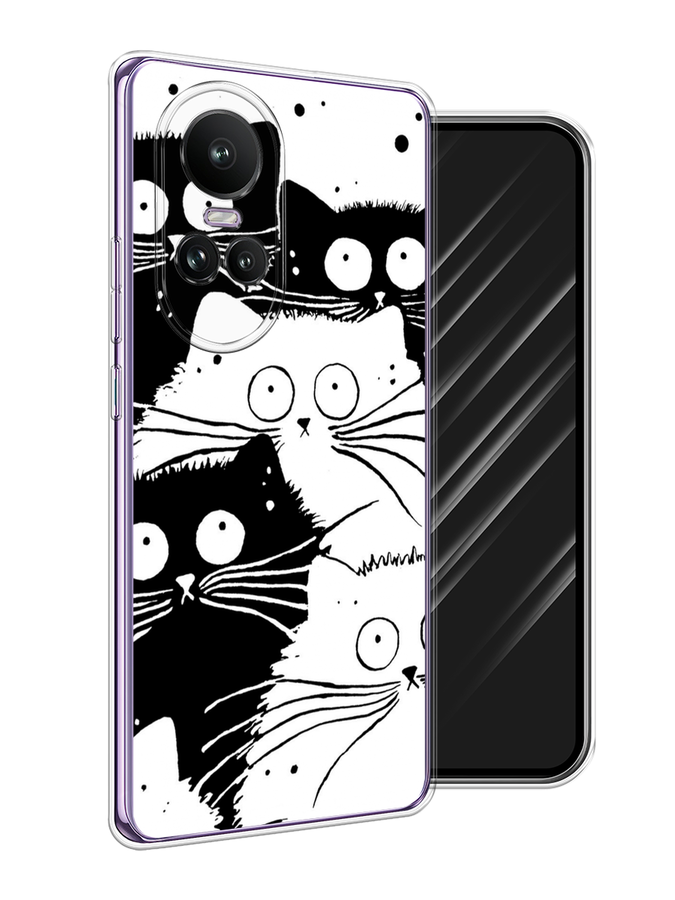 

Чехол Awog на Oppo Reno 10 Global "Коты черно-белые", Черный;белый, 2514850-1
