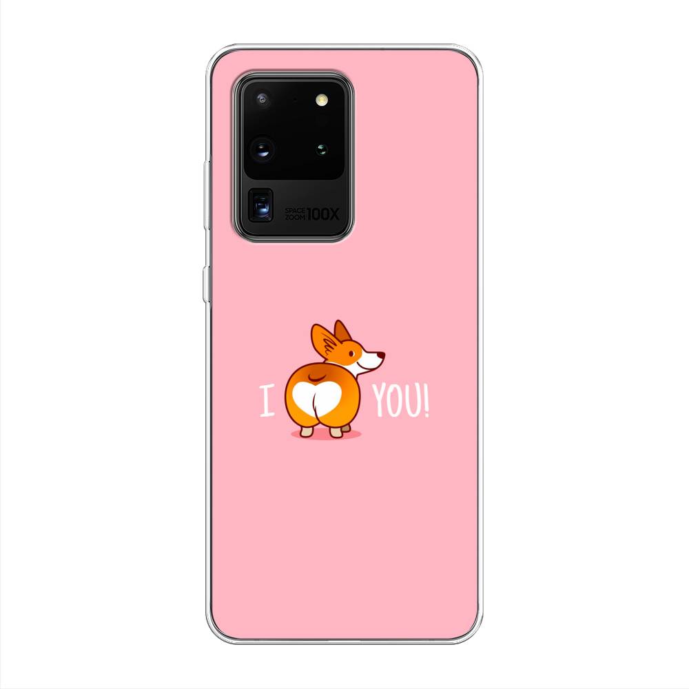 

Чехол на Samsung Galaxy S20 Ultra "Корги I love you", Розовый;коричневый;белый, 29450-1