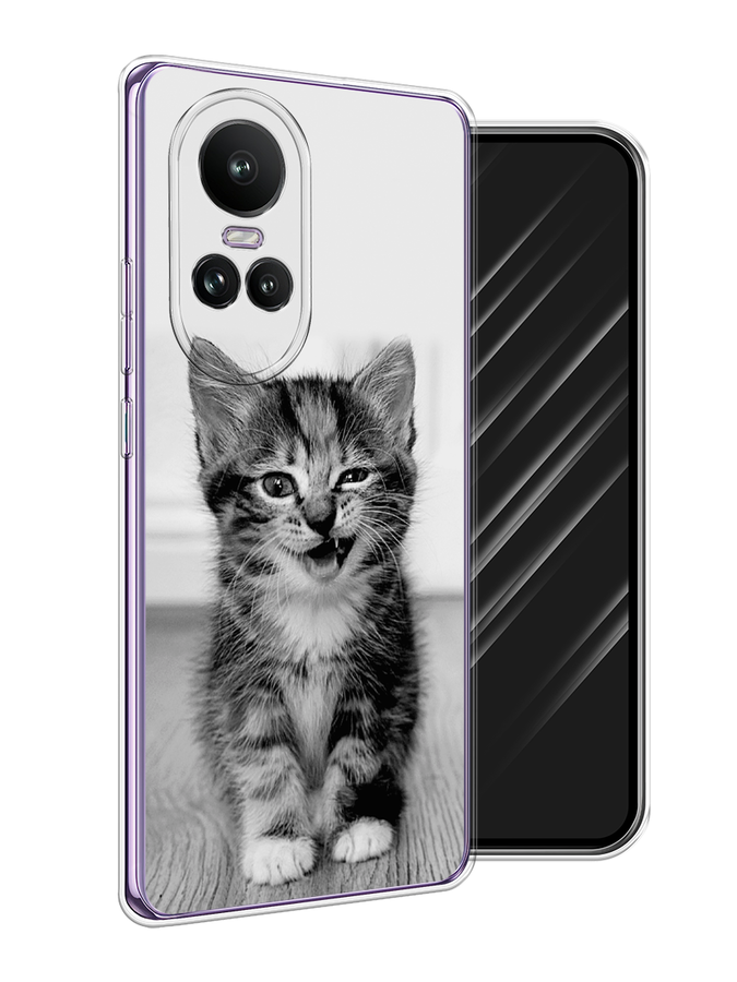 

Чехол Awog на Oppo Reno 10 Global "Подмигивающий котенок", Черный;серый, 2514850-1