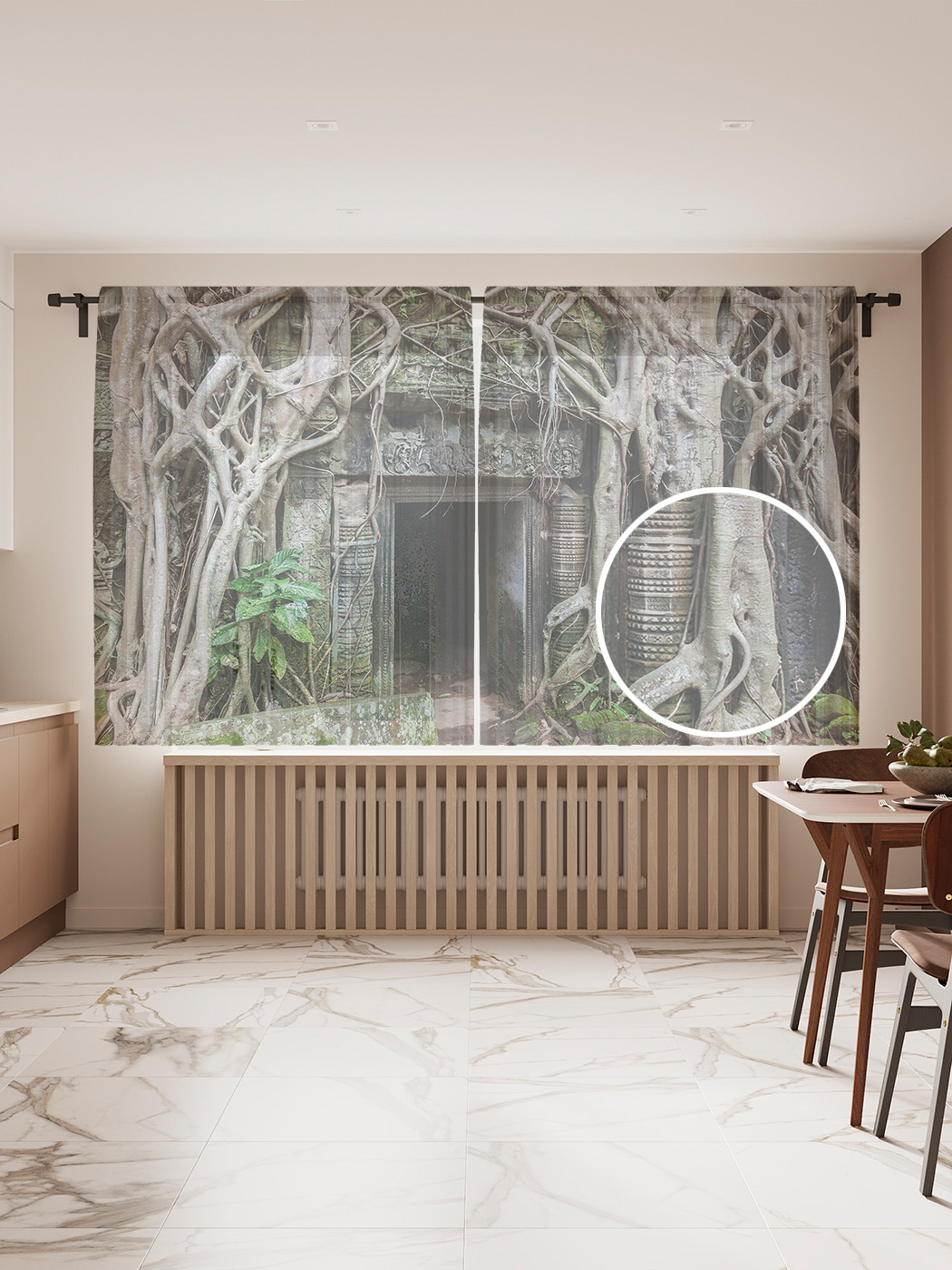 

Фототюль JoyArty "Лесной подвал", 145x180 см (2 полотна со шторной лентой + 50 крючков), Лесной подвал