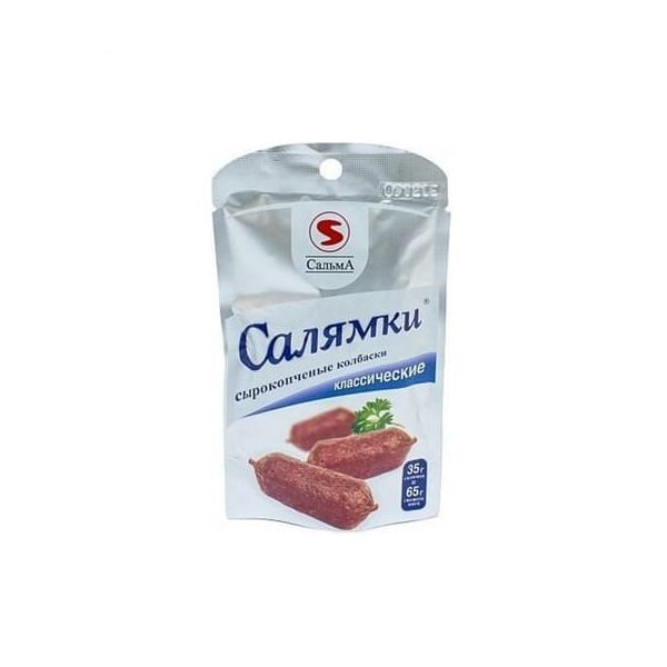 

Колбаски-салямки Сальма с сыром сырокопченые 35 г