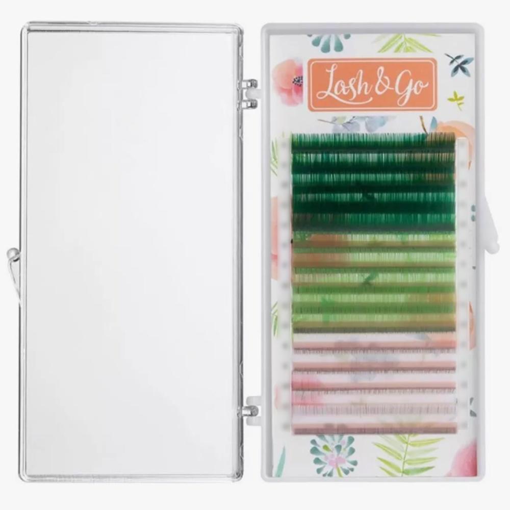 

Цветные ресницы Lash&Go микс 0,10 D 9-13 mm Avocado 15 линий, Разноцветный