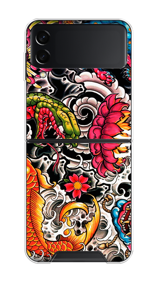 

Чехол на Samsung Galaxy Z Flip 3 "Японское искусство", Красный;оранжевый;голубой, 2103750-4
