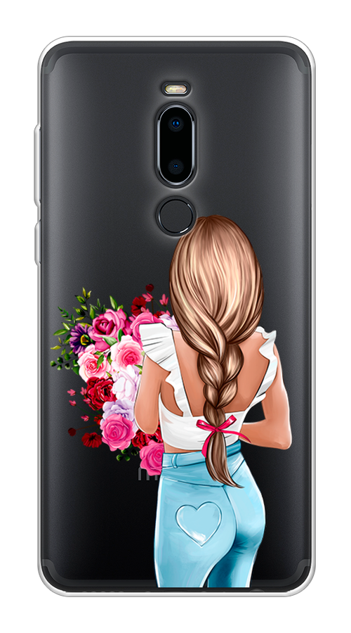 

Чехол на Meizu M8 "Девушка с цветами", Коричневый;розовый;бирюзовый, 73150-6