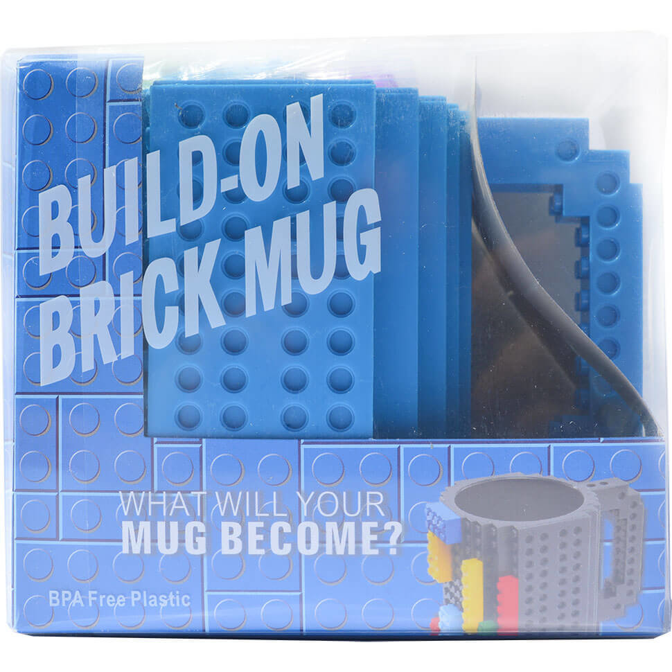 Кружка Build-on Brick Mug «Конструктор» с деталями, синяя MUG2