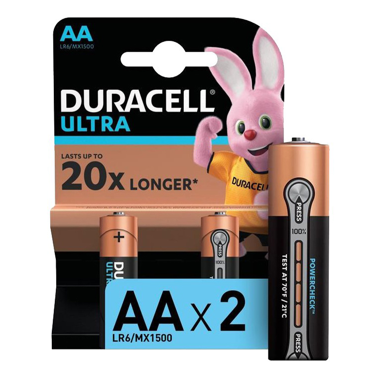 Батарейка Алкалиновая Duracell Ultra Aa 1,5v Упаковка 2 Шт. Lr6 Mx1500 Bl-2 DURACELL арт. батарейка алкалиновая duracell optimum aaa 1 5v упаковка 4 шт б0056021 duracell б0056021