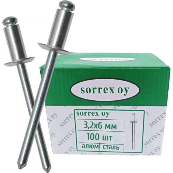 Вытяжная заклепка SORREX 3.2х6, алюминий/сталь, 100 шт. 2ASD 32600 100
