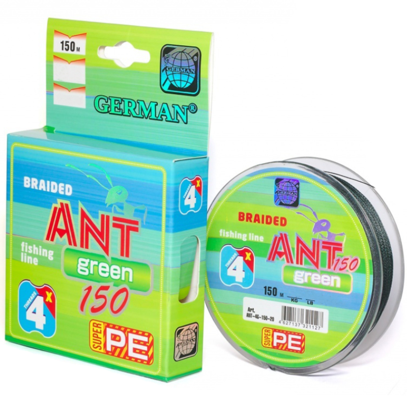 Шнур плетеный German Ant green x4 150 м 0.45 мм цвет зеленый 38.8 кг