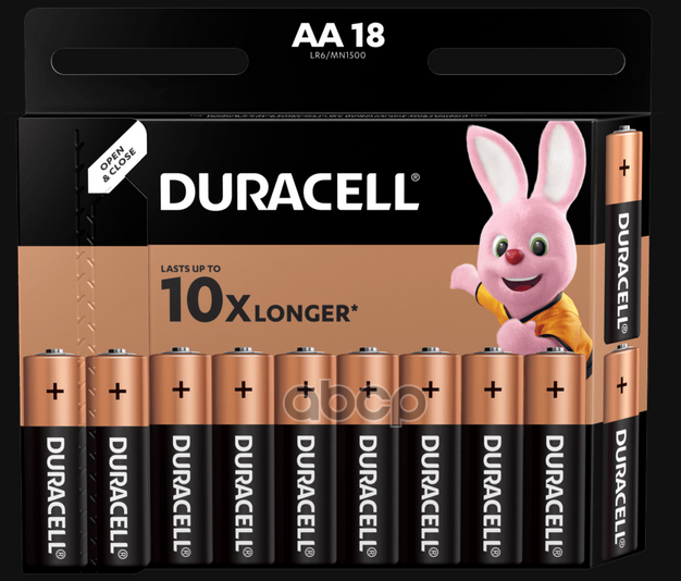 фото Батарейка алкалиновая duracell basic aa 1,5v упаковка 18 шт. lr6/mn1500 bl-18 duracell арт