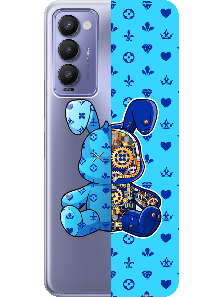 

Силиконовый чехол на Tecno Camon 18/18P с принтом "Голубой Кролик с механизмом", Прозрачный;голубой;синий, 741735971