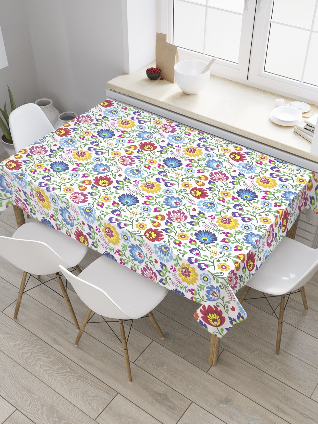 

Скатерть прямоугольная JoyArty "Польский цветочный орнамент" из оксфорда, 120x145 см, Голубой, Польский цветочный орнамент