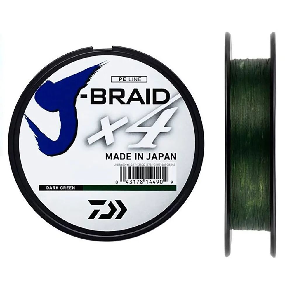 Шнур плетеный Daiwa J Braid x4 0.19 мм 10.2 кг 135 м цвет темно зеленый
