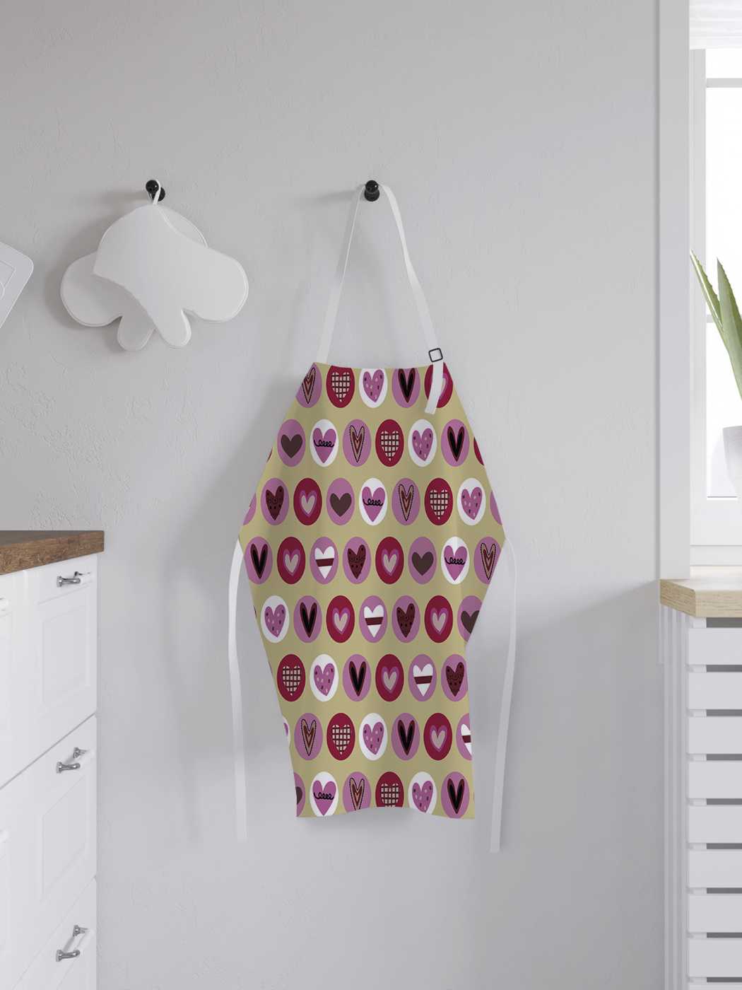 фото Фартук женский joyarty для готовки "влюбленные наклейки", универсальный размер