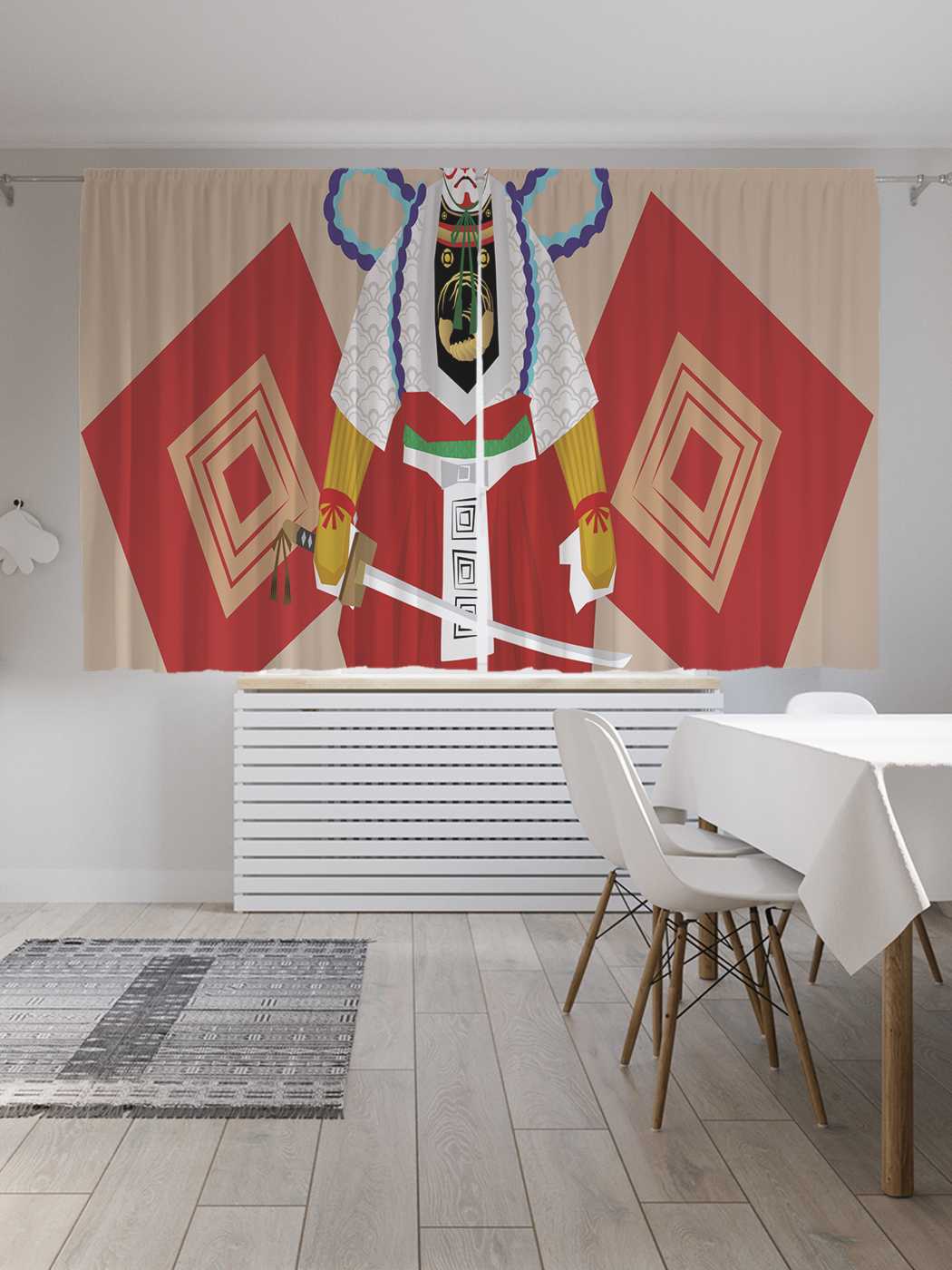 

Классические шторы JoyArty "Мастерство японского кабуки", Oxford DeLux, 2 полотна 145x180, Мастерство японского кабуки