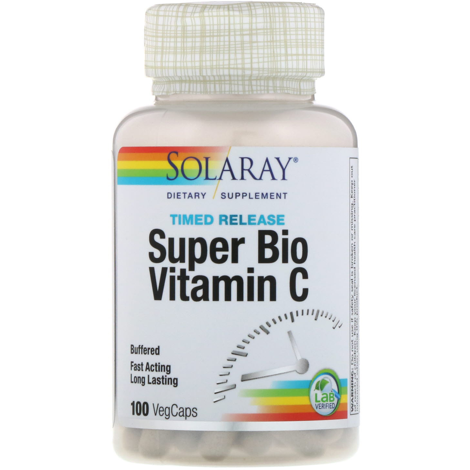 Solaray Super Bio Vitamin C Timed Release, 100 капсул, витамин С комплекс рутин гесперидин