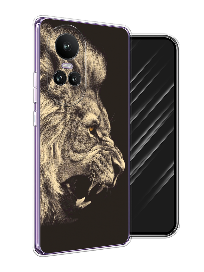 

Чехол Awog на Oppo Reno 10 Global "Львиный рык 2", Бежевый;черный, 2514850-1
