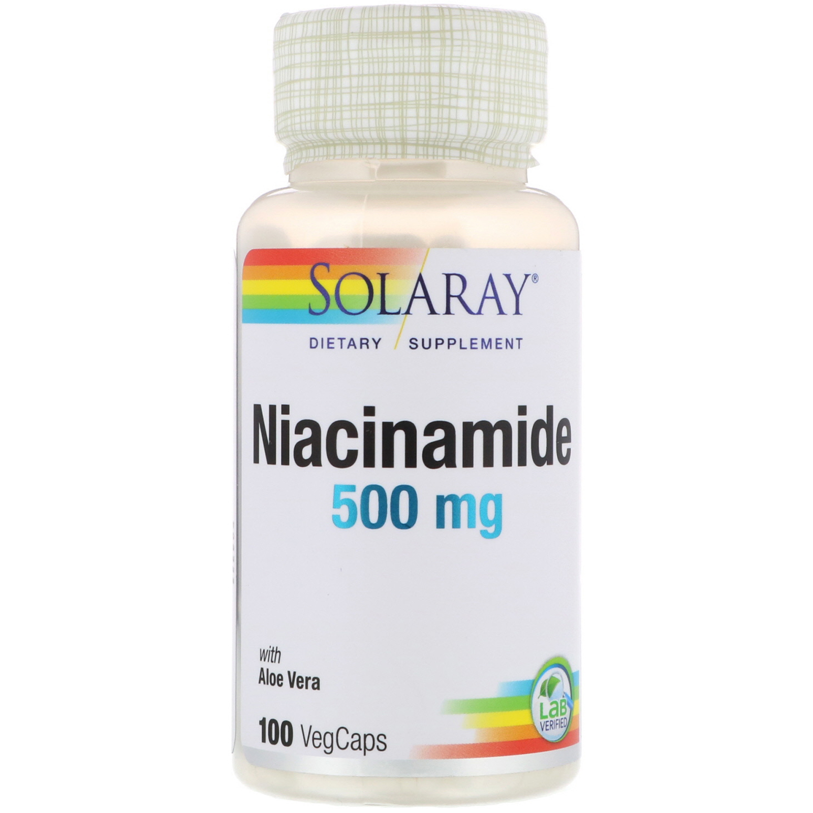 Solaray Niacinamide 500 мг, 100 капсул, никотинамид витамин B3