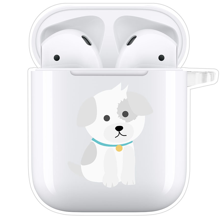 фото Чехол krutoff clear case для airpods 2 белый щенок