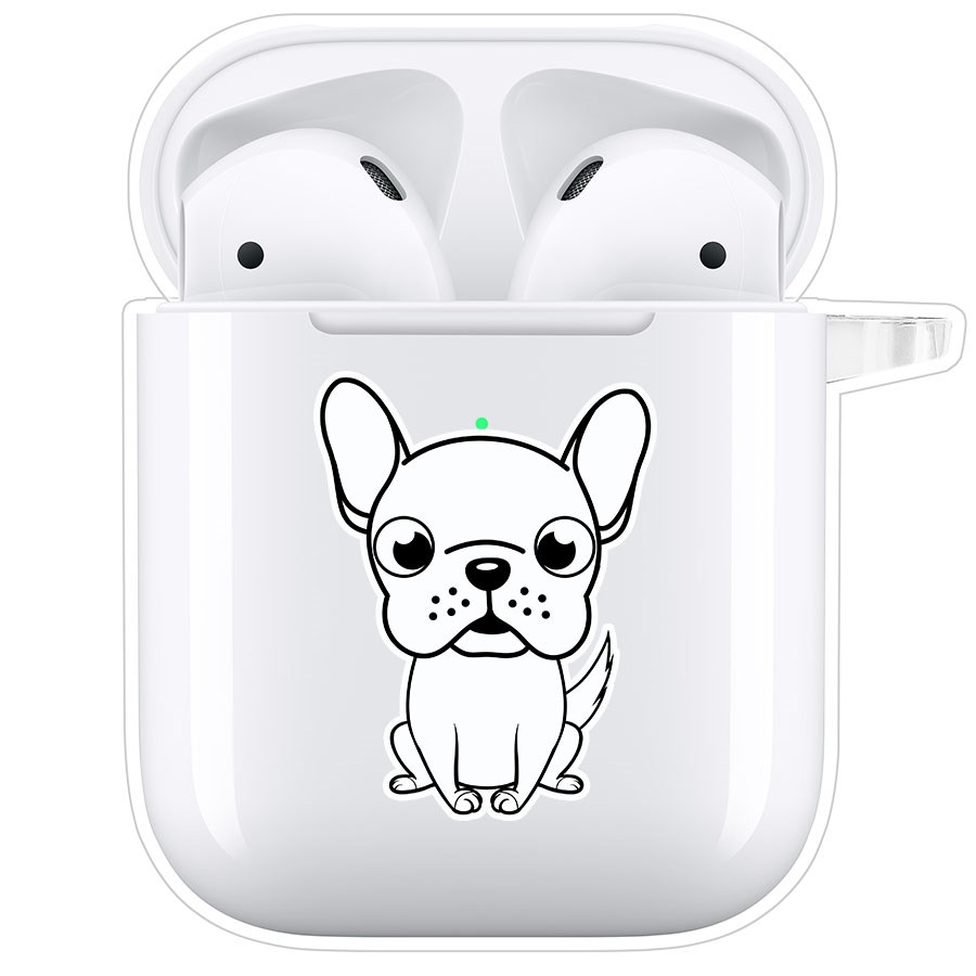 фото Чехол krutoff clear case для airpods 2 черно-белый щенок