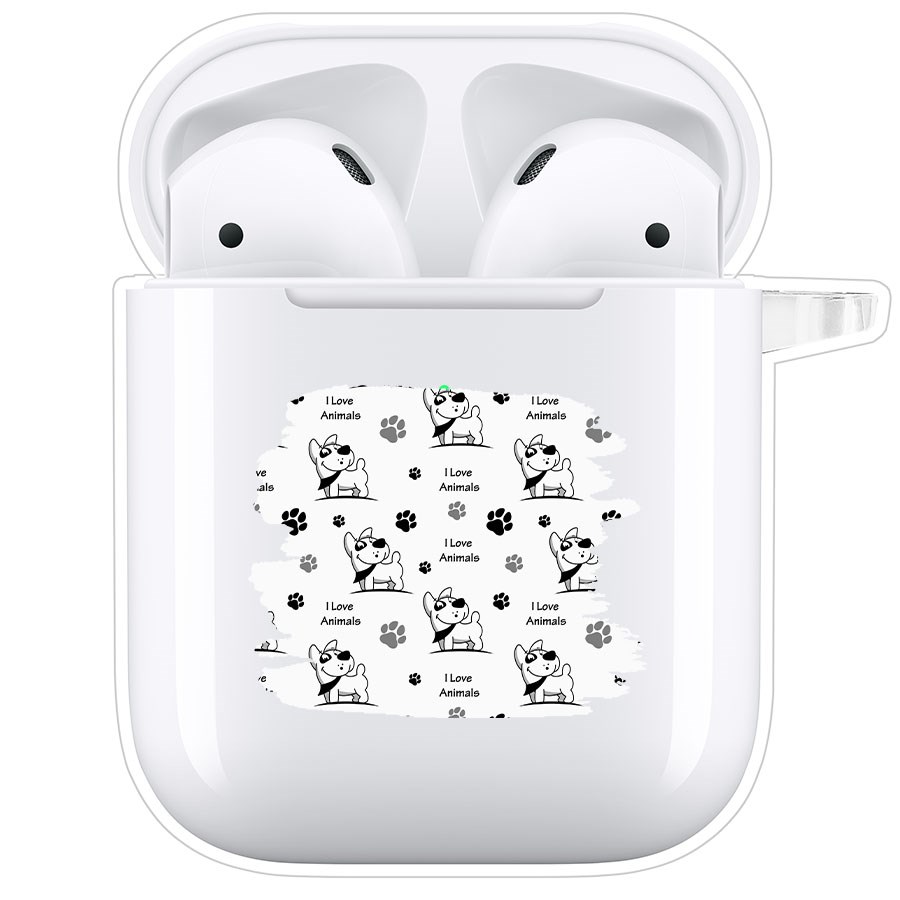 фото Чехол krutoff clear case для airpods 2 собаки паттерн 2