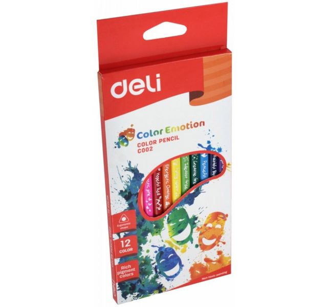 фото Карандаши цветные deli color emotion трехгранные 12 цв