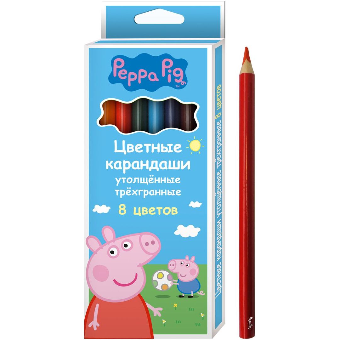 

Цветные карандаши Peppa Pig «Свинка Пеппа» трехгранные, 8 цветов