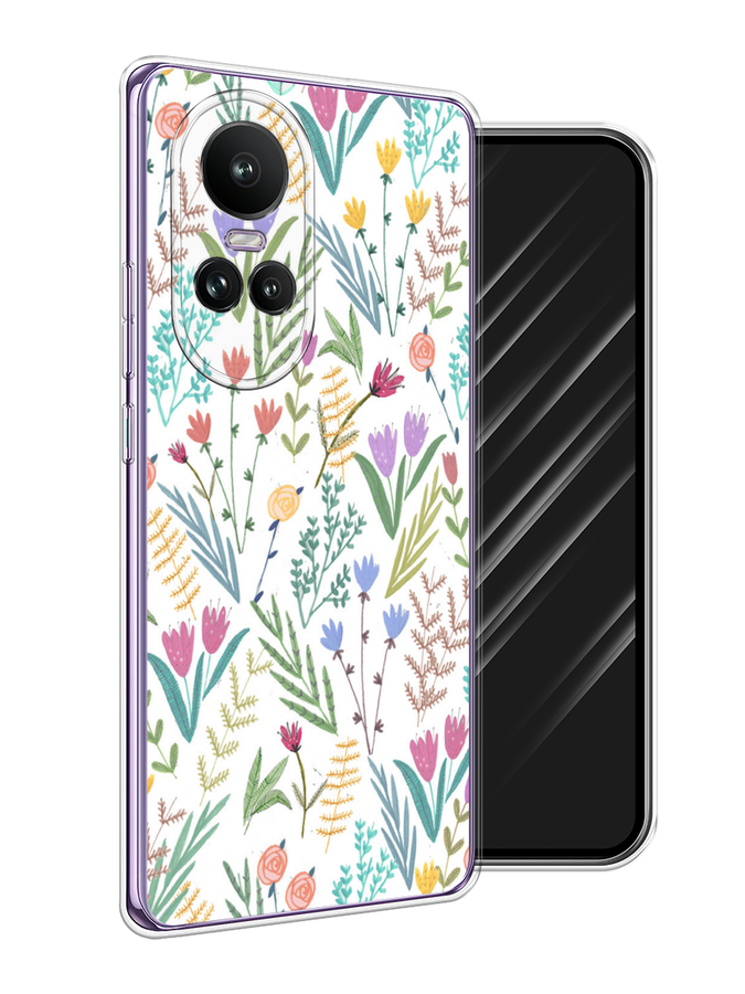 

Чехол Awog на Oppo Reno 10 Global "Полевые цветы рисунок", Белый;зеленый, 2514850-1
