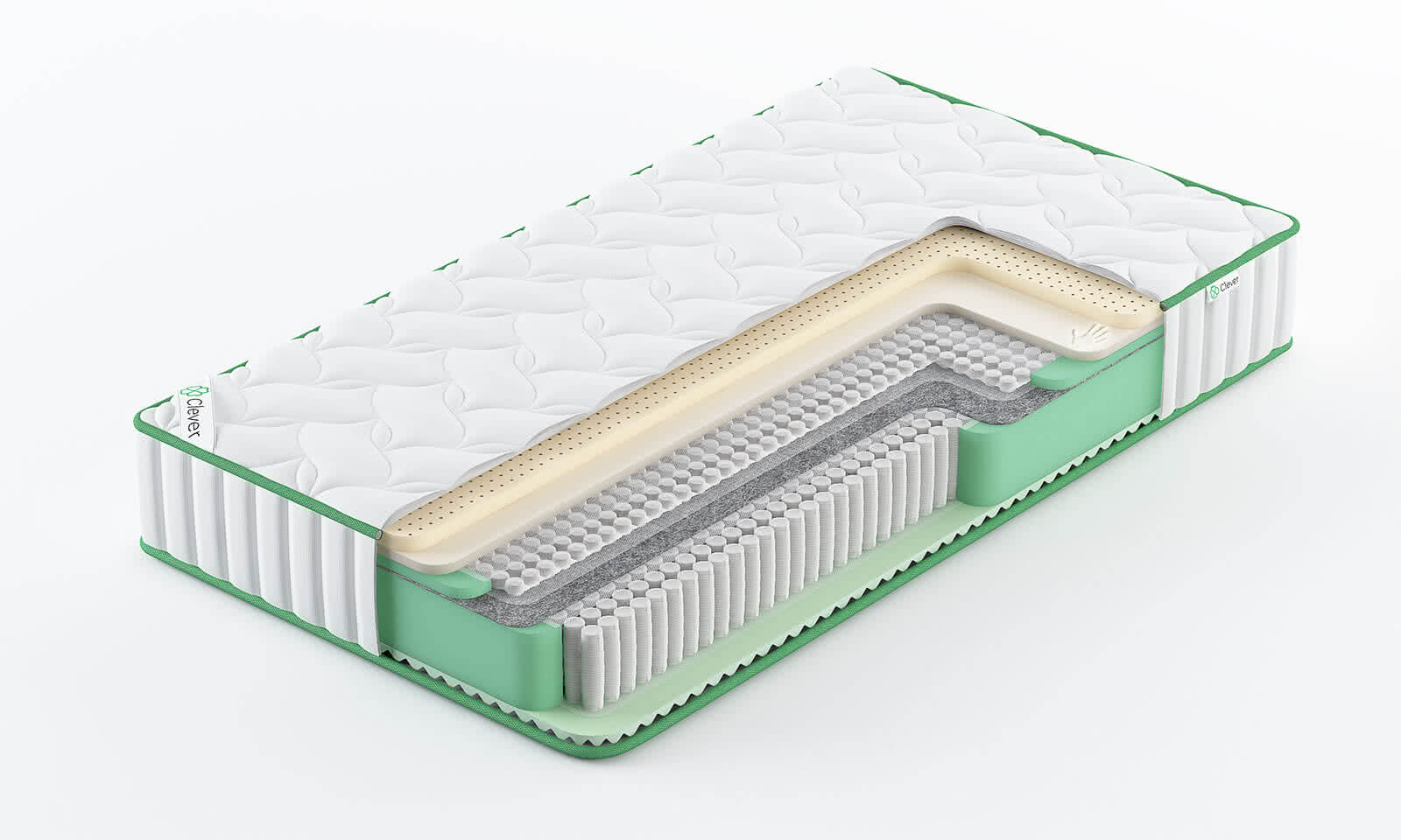 

Матрас Clever HybridFlex Mix S1000 150x186, Белый, HybridFlex Mix S1000